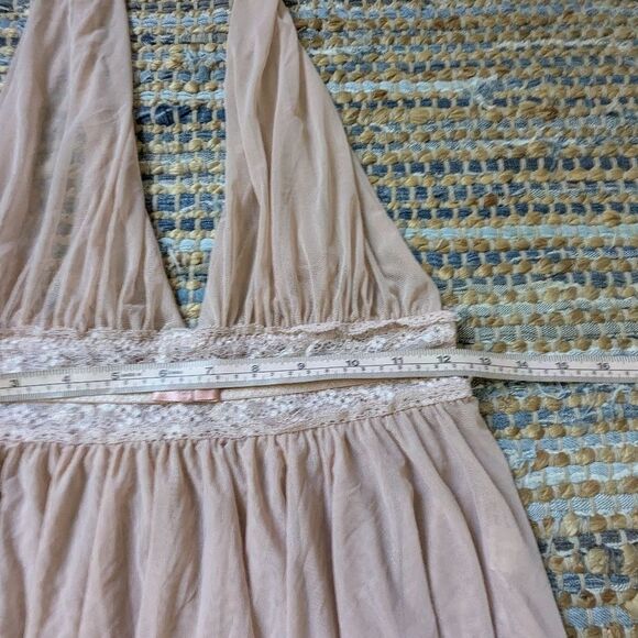 Blush Lace Waist Halter Tunic Top M Coquette Fairycore Ethereal Romantic - Picture 4 of 6